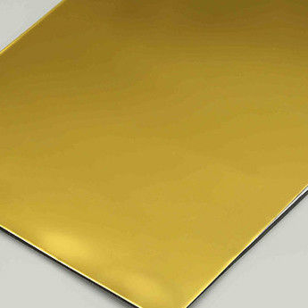 Metal Gold Anti-scratch Mirror-Finish Aluminum Composite Panels PVDF 3mm/4mm Thickness 1.5×2.44m Banks Hotels Composite Panel