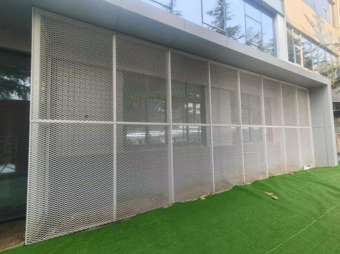Aluminum Mesh Panels as Company Perimeter Barriers and Staircase Side ...